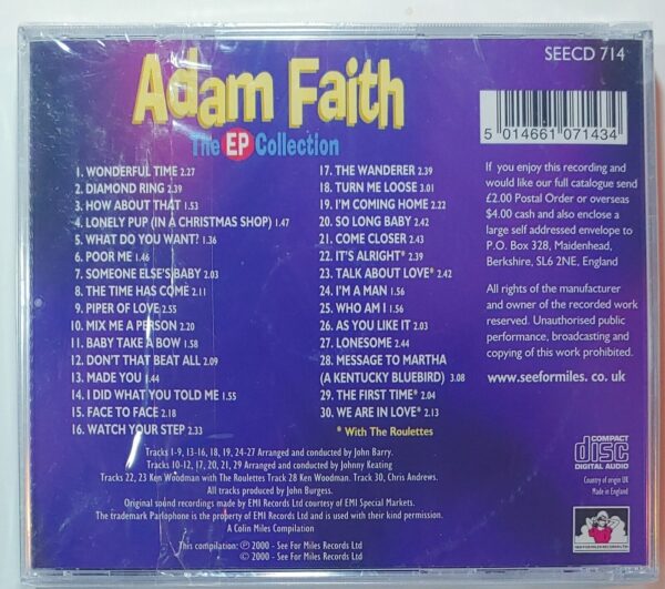 ADAM FAITH - THE EP COLLECTION  CD BRAND NEW - Image 3