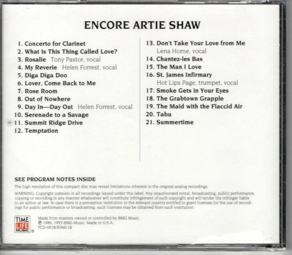 Artie Shaw - Big Bands - Encore - CD - Brand New! - Image 3