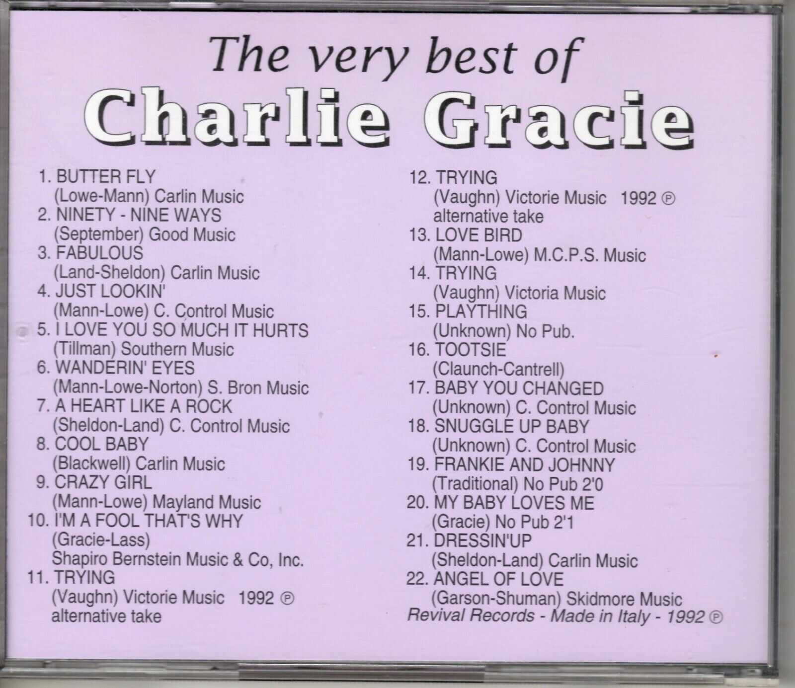 Charlie Gracie - The Very Best of Charlie Gracie Vol 1 - CD - Brand New - Image 3