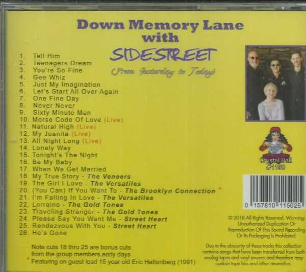 DOWN MEMORY LANE WITH SIDE STREET CD    BRAND NEW  26 TRACKS ON CRYSTAL BALL - Image 3