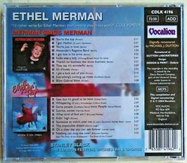 ETHEL MERMAN - CD - Merman Sings Merman - Ethel's Ridin' High - BRAND NEW - Image 3