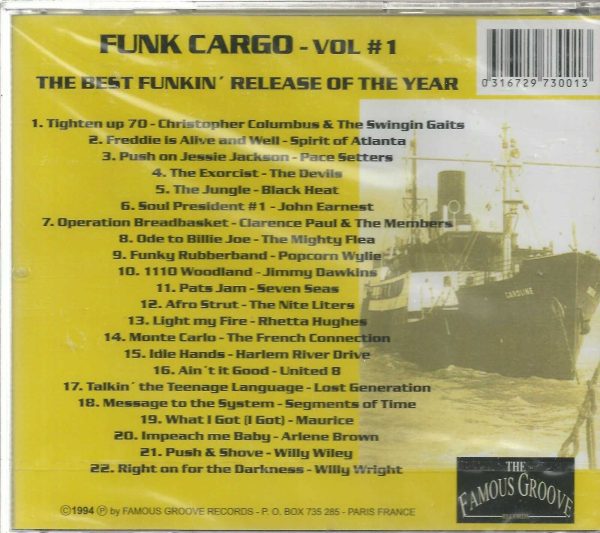 FUNK CARGO CD - The Best Funkin' Volume 1   Brand New  Famous Groove Label - Image 3