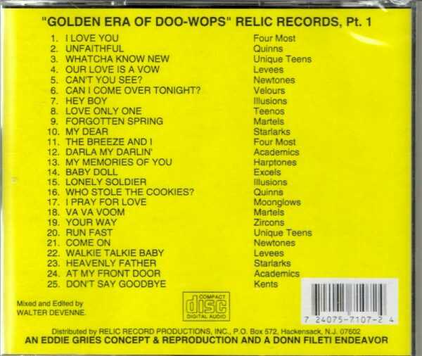 Golden Era of Doo-Wops - Relic Records, Vol. 1 - CD  BRAND NEW - Image 3