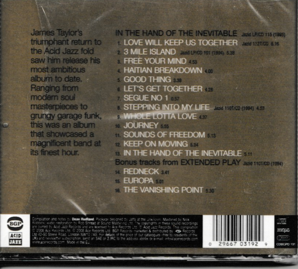 JAMES TAYLOR QUARTET CD IN THE HAND OF THE INEVITABLE - BRAND NEW - Image 3