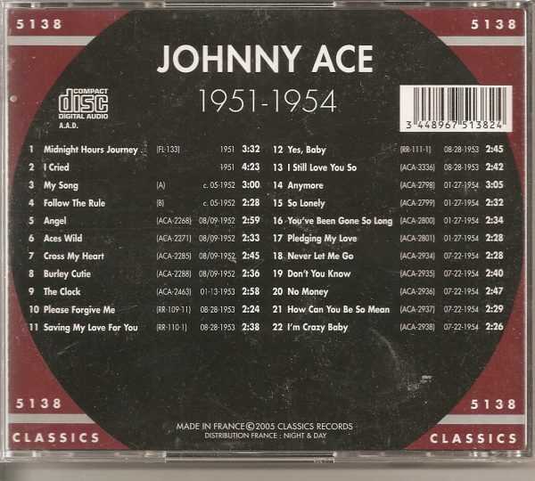JOHNNY ACE - CD - Chronological 1951-1954 - BRAND NEW - Image 3