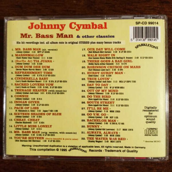 JOHNNY CYMBAL MR BASS MAN & OTHER CLASSICS CD Pop 32 Tracks - Image 3