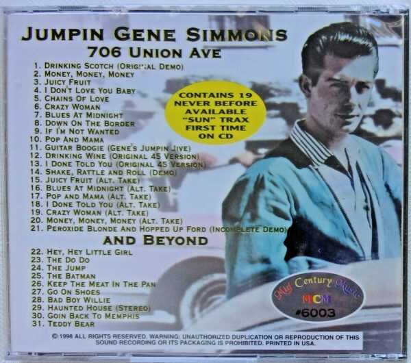 JUMPIN GENE SIMMONS - CD - 706 Union Ave. And Beyond - BRAND NEW - Image 3