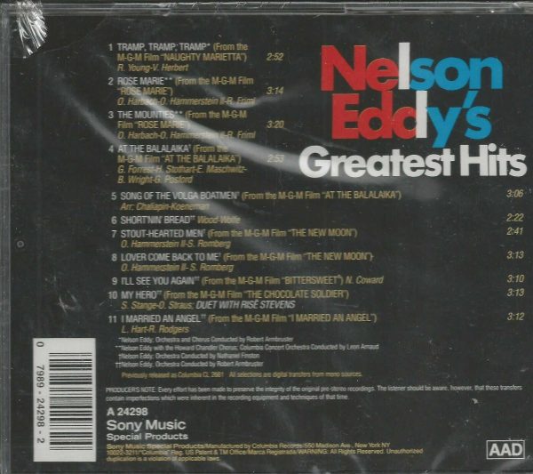 NELSON EDDY  - CD - Greatest Hits - BRAND NEW - Image 3