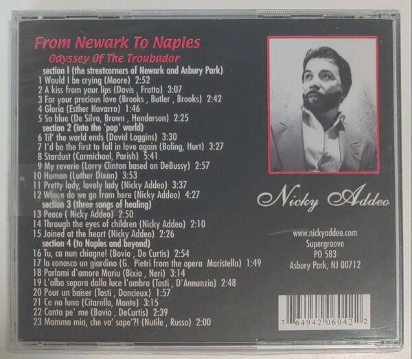 NICKY ADDEO - FROM NEWARK TO NAPLES   CD     BRAND NEW - Image 3