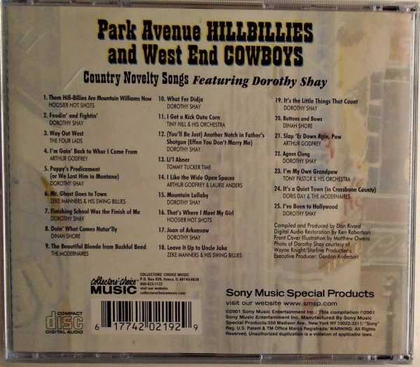 PARK AVENUE HILLBILLIES AND WEST END COWBOYS - CD - BRAND NEW - Image 3