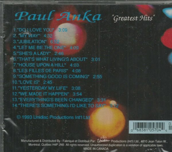 PAUL ANKA  CD - GREATEST HITS - THE BUDDHA YEARS Brand New Unidisc Label Import - Image 3