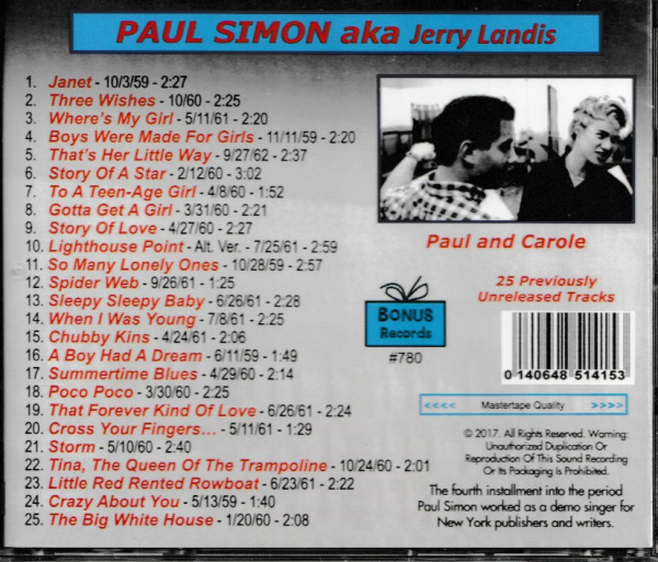 PAUL SIMON AKA JERRY LANDIS - WORK IN PROGRESS VOL 4 CD - BRAND NEW - Image 3