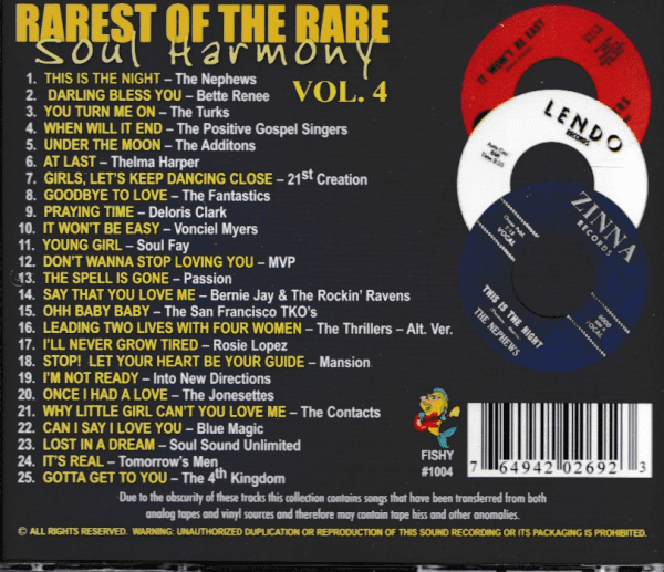 RAREST OF THE RARE SOUL HARMONY - VOL 4 CD BRAND NEW - Image 3