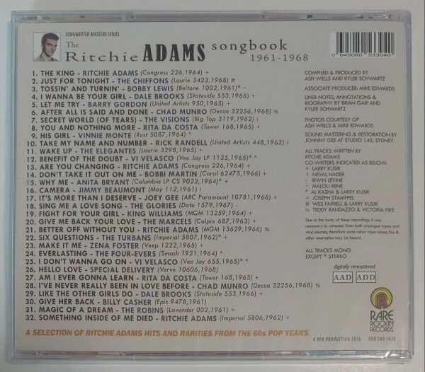 RITCHIE ADAMS - EVERLASTING SONGBOOK  1961-1969   CD     BRAND NEW - Image 3