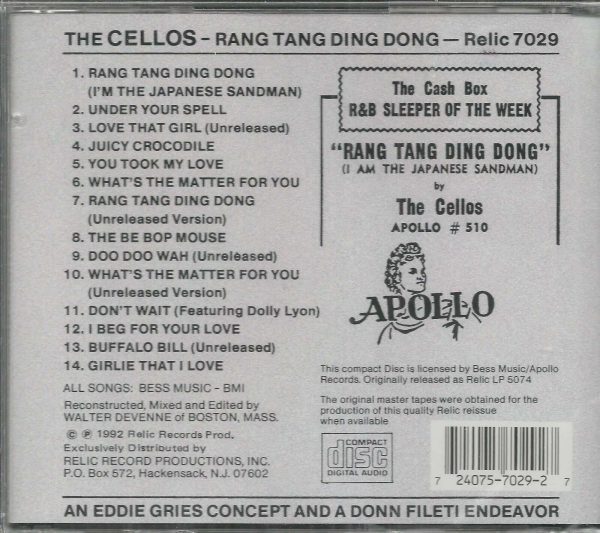 THE CELLOS CD  - Rang Tang Ding Dong   Brand New   14 Tracks on Relic - Image 3