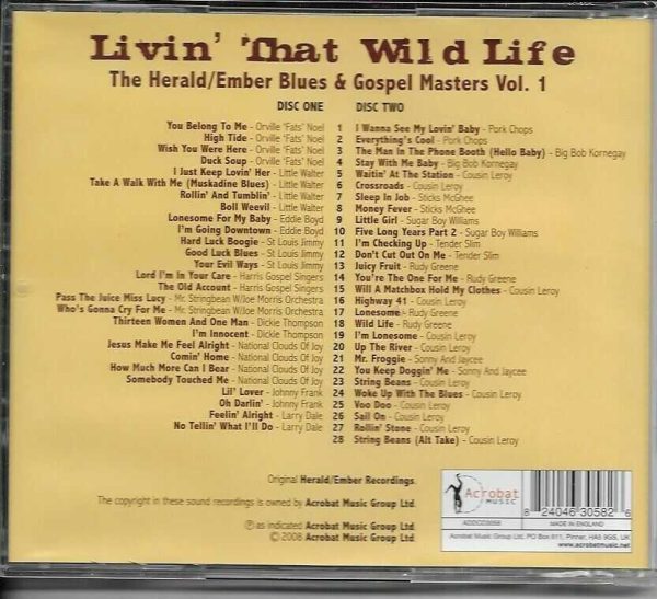 THE HERALD/EMBER BLUES AND GOSPEL CD LIVIN' THAT WILD LIFE - BRAND NEW - Image 3