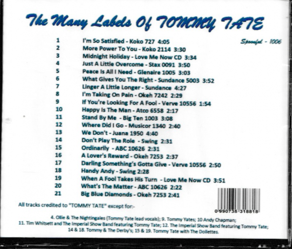 TOMMY TATE CD THE MANY LABELS OF TOMMY TATE - BRAND NEW - Image 3