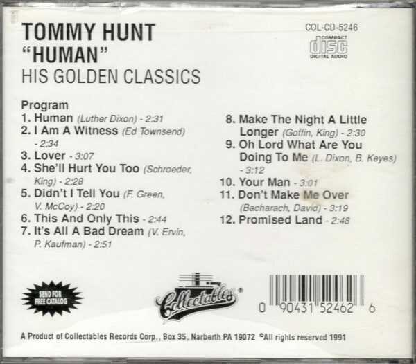 Tommy Hunt - "Human" Golden Classics - CD - Brand New - Image 3
