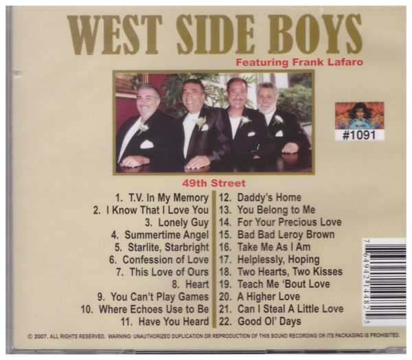 West Side Boys CD   Feat. Frank Lafaro    Brand New     Crystal Ball Label - Image 3