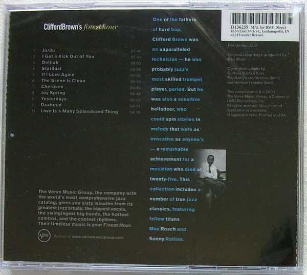 CLIFFORD BROWN - CD - Finest Hour - BRAND NEW - Image 3