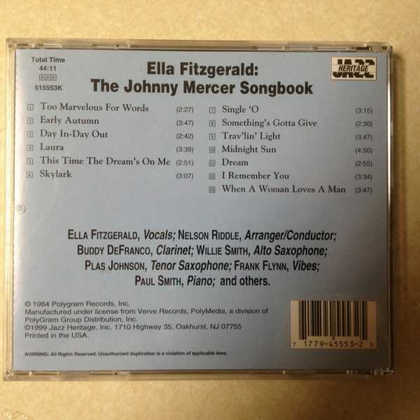 FITZGERALD, ELLA - JOHNNY MERCER SONGBOOK CD - Image 3