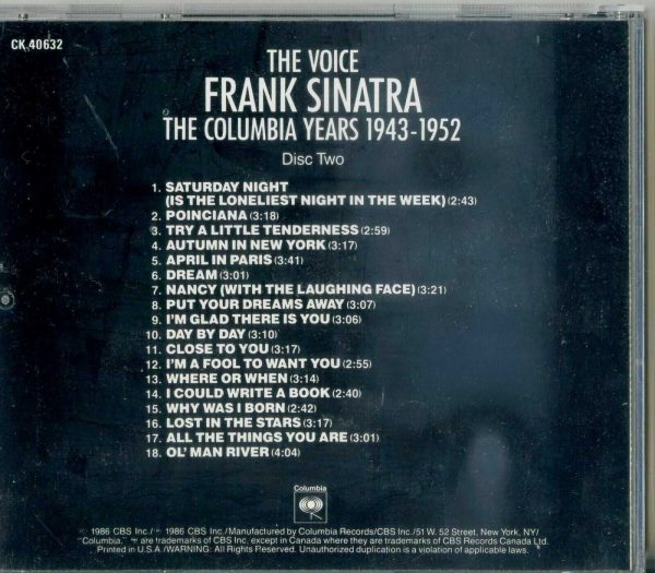FRANK SINATRA - THE VOICE - COLUMBIA YEARS 1943-52 - CD - LIKE NEW - Image 3