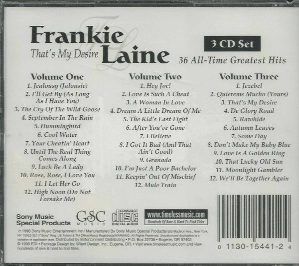 Frankie Laine - 36 All Time Greatist - 3 CD's - Brand New! - Image 3