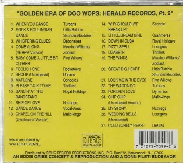 GOLDEN ERA OF DOO WOPS - CD - Herald Records Pt. 2- BRAND NEW - Image 3