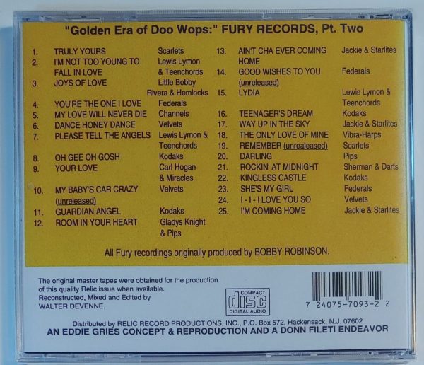 GOLDEN ERA OF DOO WOPS - FURY RECORDS PART 2   CD BRAND NEW - Image 3