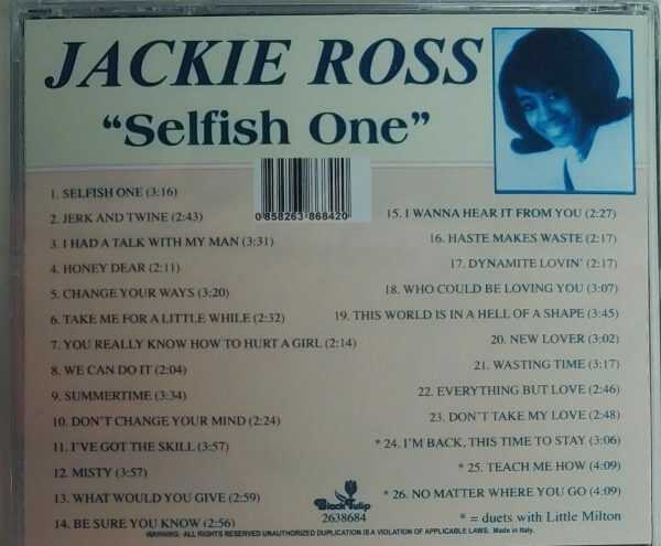 JACKIE ROSS - SELFISH ONE   CD     BRAND NEW - Image 3