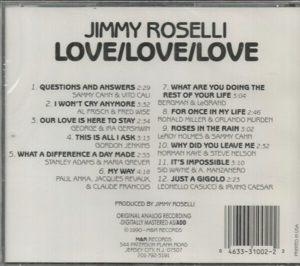JIMMY ROSELLI - Love Love Love - CD - BRAND NEW - Image 3