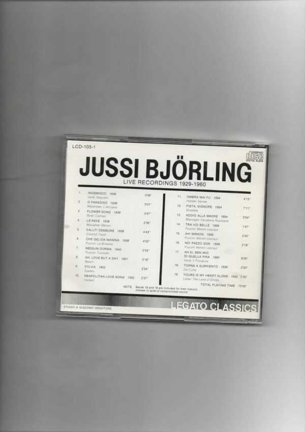 JUSSI BJORLING - LIVE RECORDINGS 1929-1960-CD - Image 3