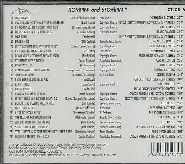 ORIGINAL JUKEBOX HILLBILLIES - CD - Rompin' And Stompin' - BRAND NEW - Image 3