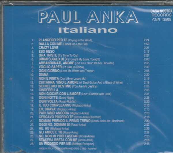 PAUL ANKA CD - ITALIANO   Brand New   28 Tracks in Italian    Cosa Nostra Label - Image 3