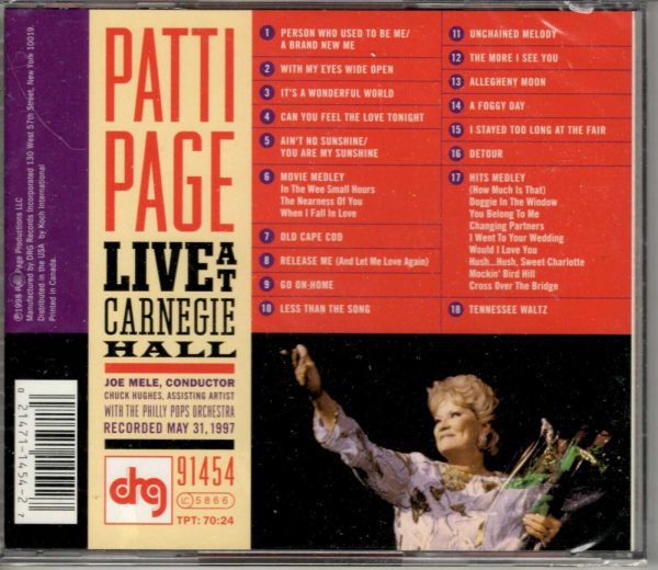 Patti Page - Live At Carnegie Hall - CD - Brand new - Image 3