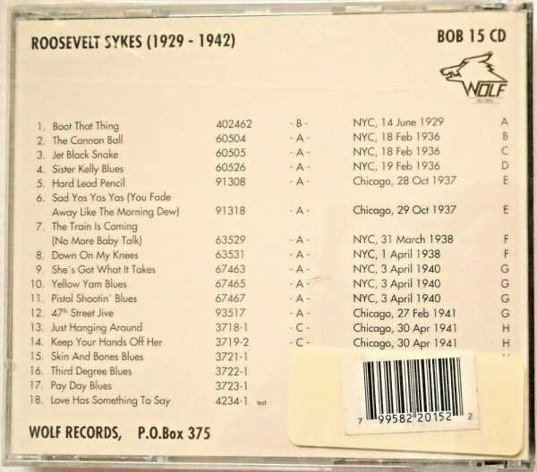 ROOSEVELT SYKES - CD - 1929-1942 - BRAND NEW - Image 3