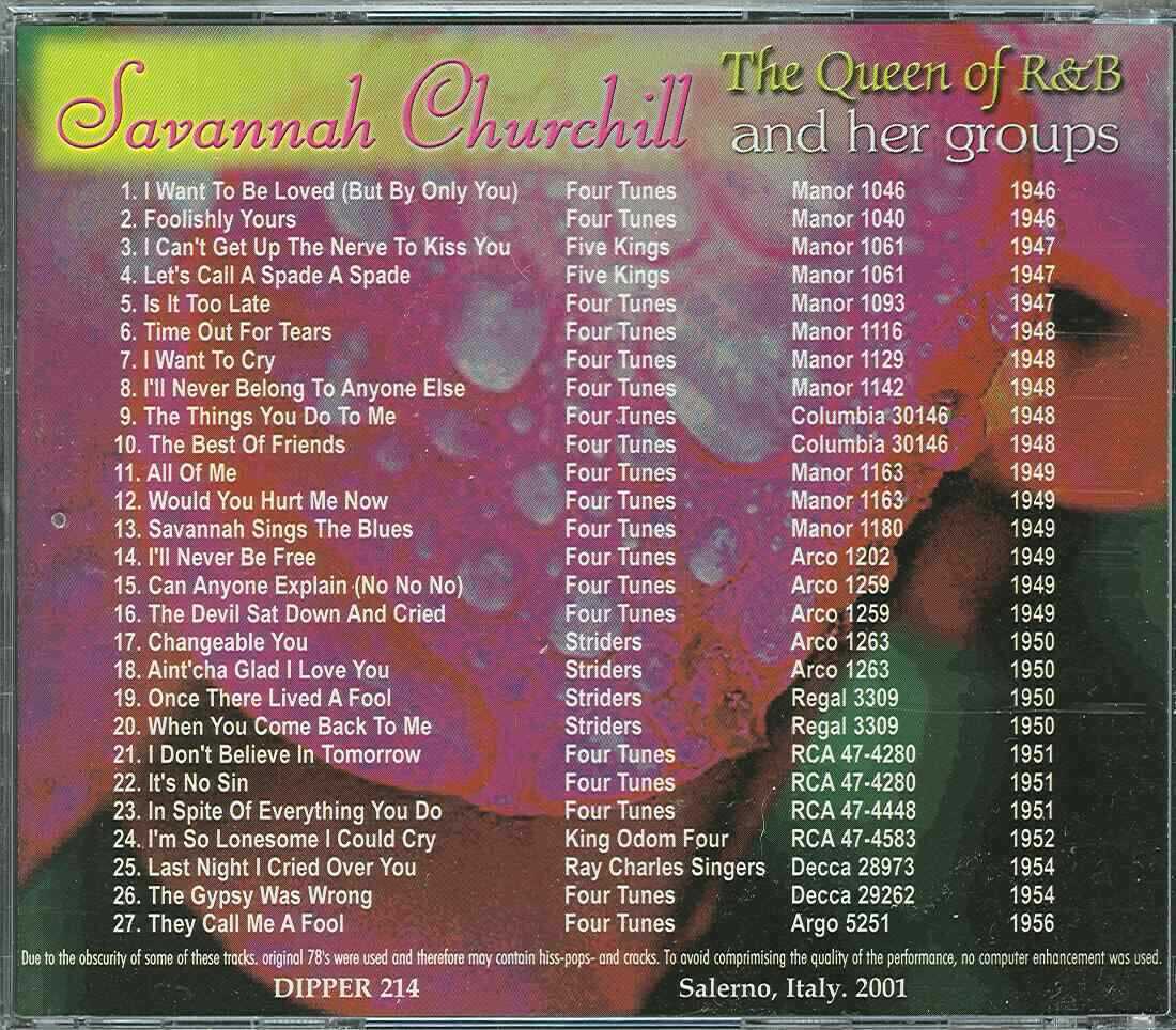 SAVANNAH CHURCHILL And Her Groups - CD - THE QUEEN OF R&B - BRAND NEW - Image 3