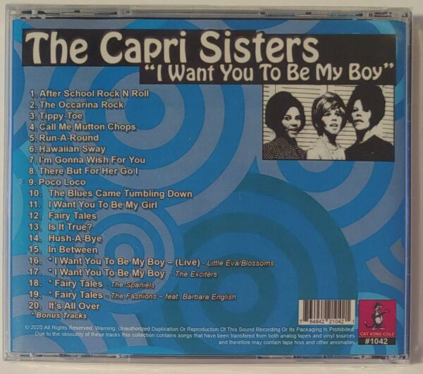 THE CAPRI SISTERS - I WANT YOU TO BE MY BOY   CD   BRAND NEW - Image 3