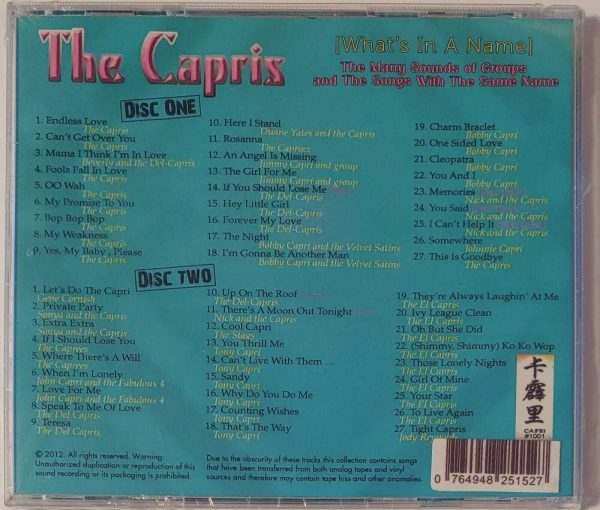 THE CAPRIS - WHAT'S IN A NAME   CD   BRAND NEW - Image 3