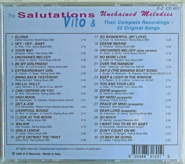 The SALUTATIONS, VITO &  - Unchained Melodies - CD - BRAND NEW - Image 3