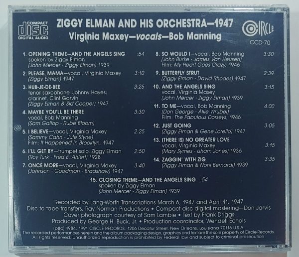 ZIGGY ELMAN AND HIS ORCHESTRA - 1947  CD LIKE NEW - Image 3