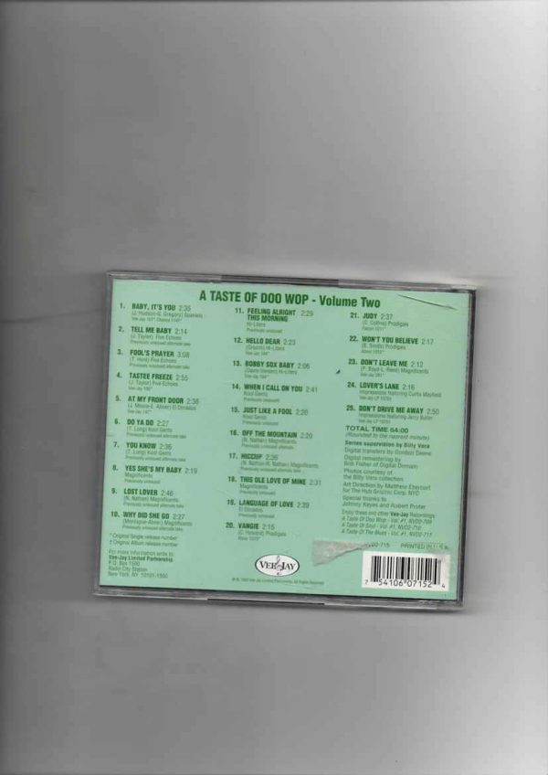 A TASTE OF DOO WOP VOL 2 VEE JAY RECORDS-CD - Image 3