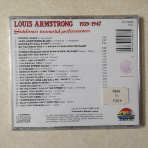 ARMSTRONG, LOUIS - SATCHMO'S IMMORTAL PERF. 29-47 - BRAND NEW CD - Image 3