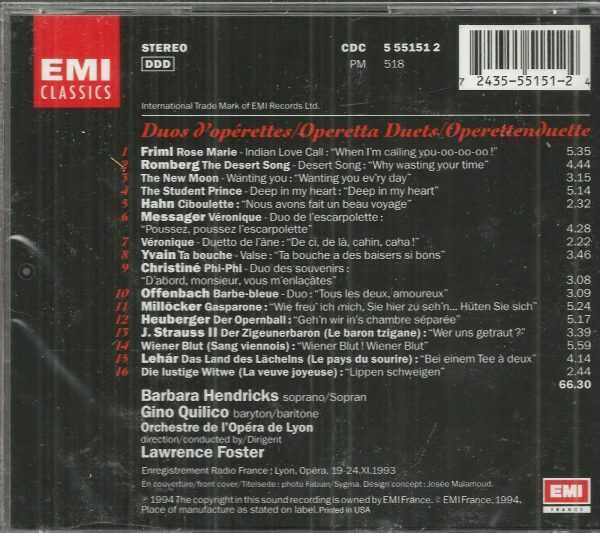 BARBARA HENDRICKS  * GINO QUILICO -Duos d'Operettes - BRAND NEW - CD - Image 3