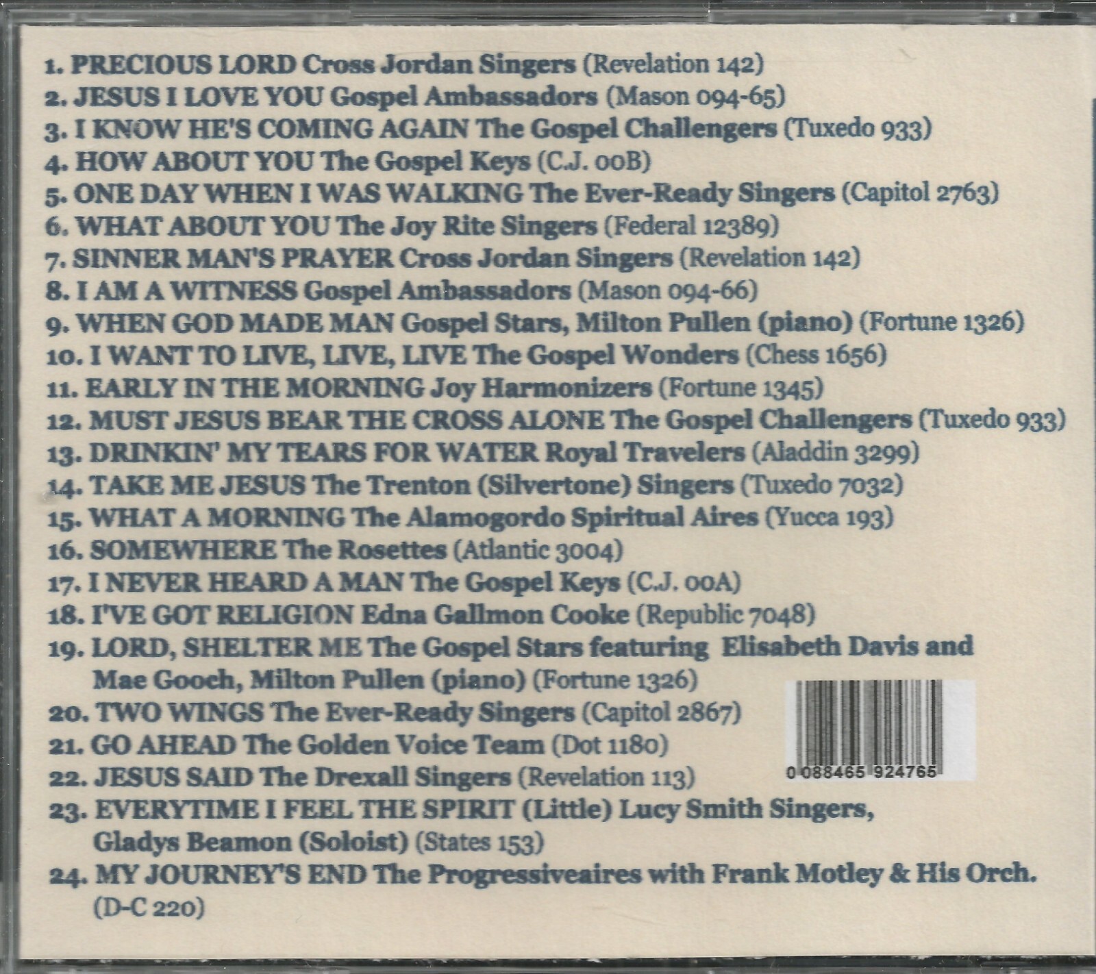 BLACK GOSPEL RARITIES CD - VOL 1 Brand New 24 Tracks - Image 3