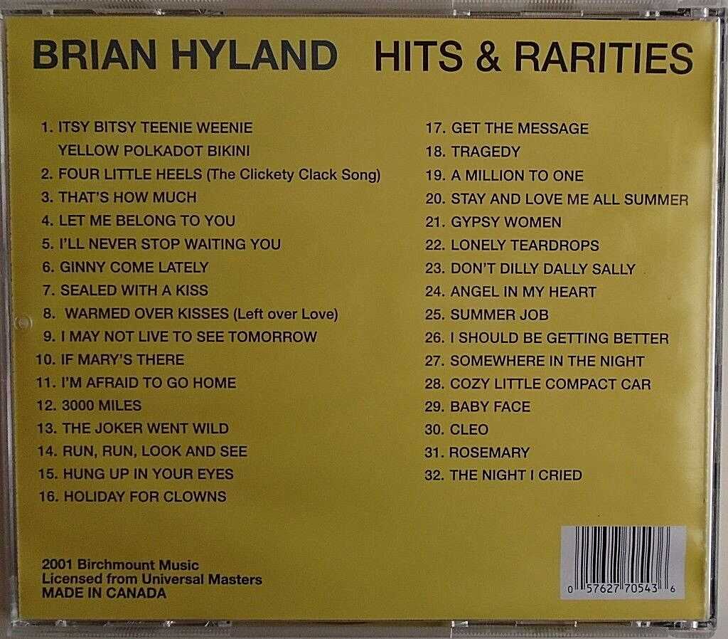 BRIAN HYLAND - CD - Hits & Rarities - LIKE NEW - Image 3