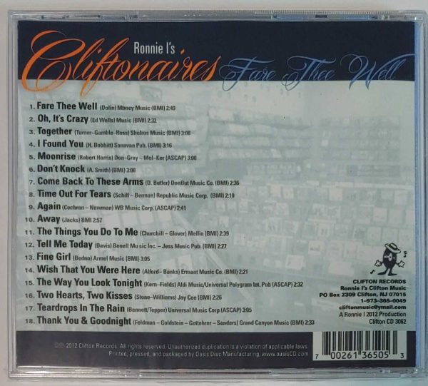 CLIFTONAIRES - FARE THEE WELL   CD  BRAND NEW - Image 3