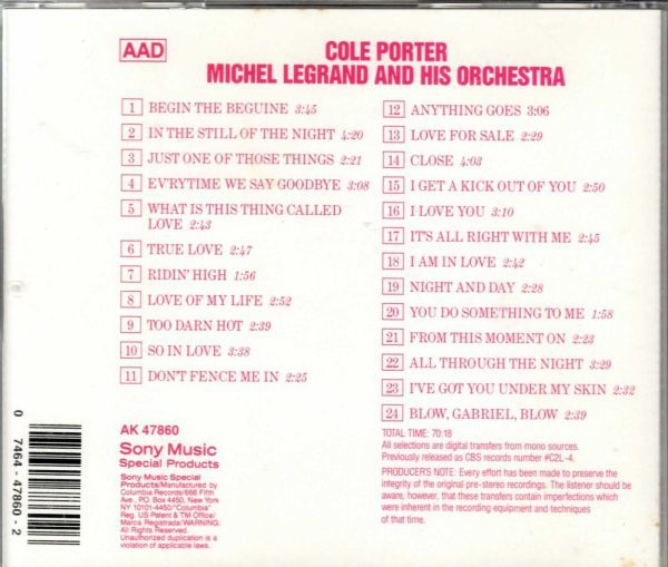 Cole Porter by Michel Legrand & His Orchestra - CD - Image 3