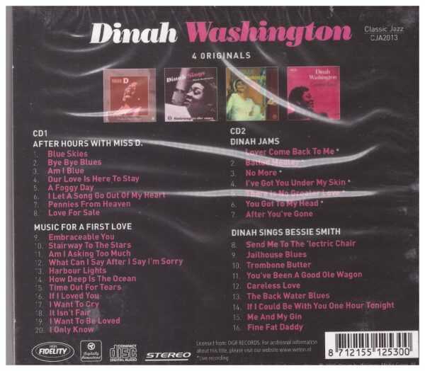 DINAH WASHINGTON CD - 4 Originals 2 CD Set  Brand New - Image 3