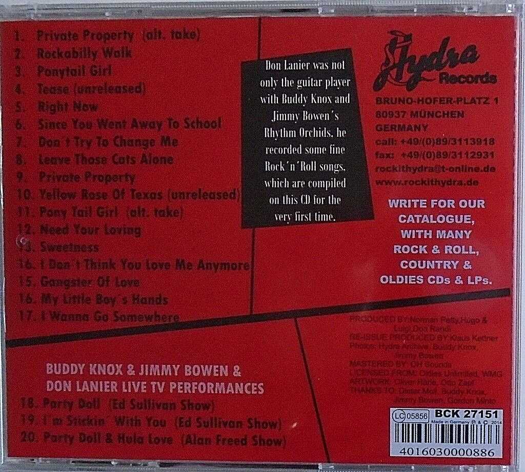 DON LANIER & THE RHYTHM ORCHIDS - Pony Tail Girl - BRAND NEW - Image 3